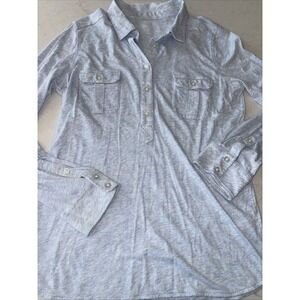 Vineyard Vines M Polo Shirt Blue Knit Button Pocket Long Sleeve‎ Top Henley Blue